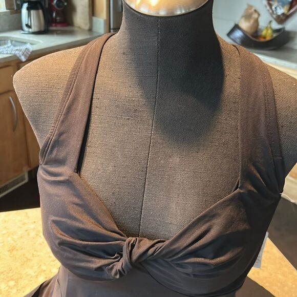 Land's End Hollywood retro tankini Top underwire lightweight flutter Black 12 - Picture 5 of 6